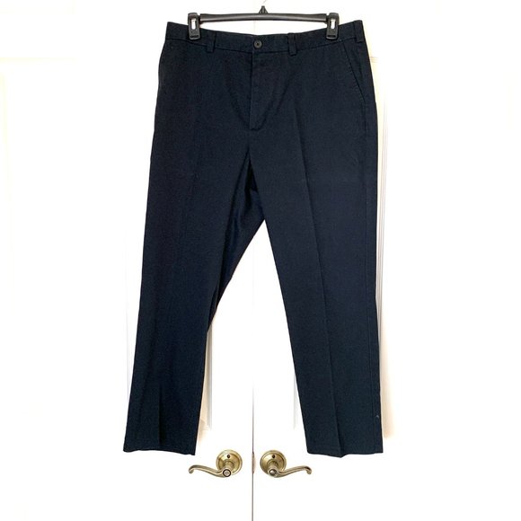 NORDSTROM PANTS NAVY 38X30  SmartCare Wrinkle Free Cotton Straight Fit - Picture 6 of 11